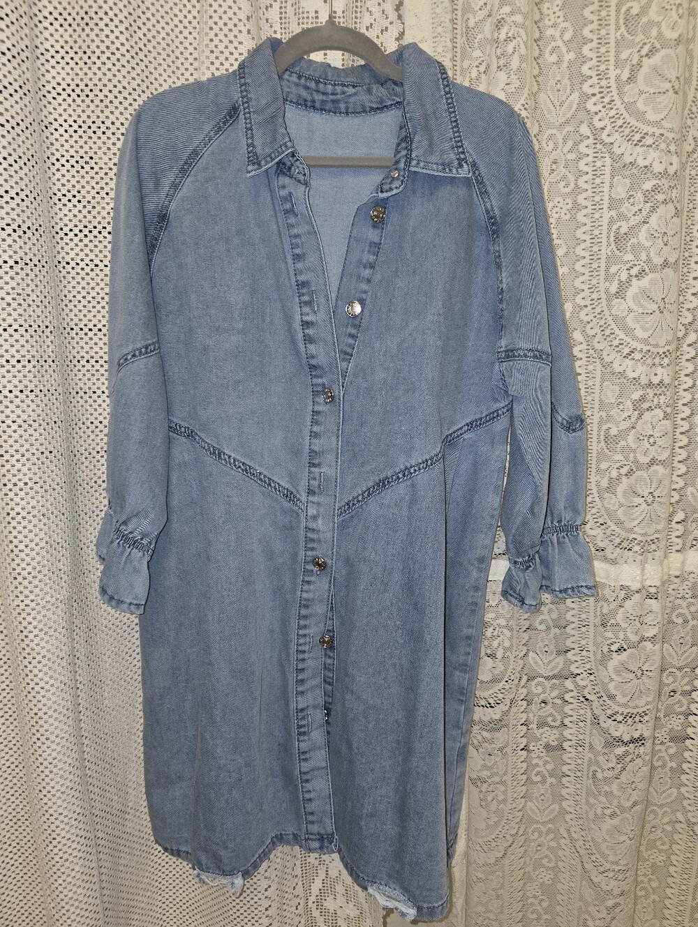 Denim Button Down Dress, Womens Small